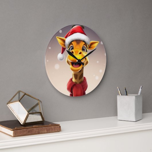 Funny giraffe wearing a Santa hat Grote Klok (Kantoor)
