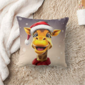 Funny giraffe wearing a Santa hat Kussen (Deken)