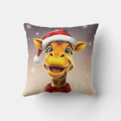 Funny giraffe wearing a Santa hat Kussen (Achterkant)