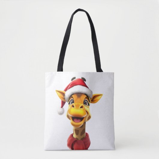 Funny giraffe wearing a Santa hat Tote Bag (Voorkant)