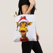 Funny giraffe wearing a Santa hat Tote Bag (Dichtbij)