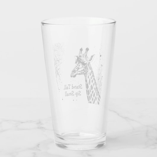 Funny Giraffe Zwart Wit Ink Gepersonaliseerd Glas (Achterkant)