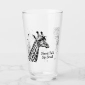 Funny Giraffe Zwart Wit Ink Gepersonaliseerd Glas (Voorkant)