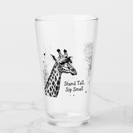 Funny Giraffe Zwart Wit Ink Gepersonaliseerd Glas (Voorkant)