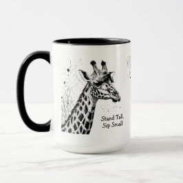 Funny Giraffe Zwart Wit Ink Gepersonaliseerd Mok
