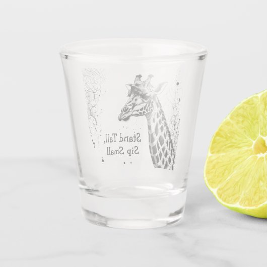 Funny Giraffe Zwart Wit Ink Gepersonaliseerd Shot Glas (Achterkant)