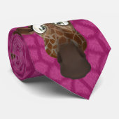 Funny Giraffes Pink Faux Animal Fur Stropdas (Opgerold)
