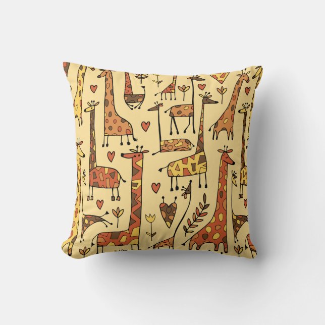 Funny giraffes sketch, seamless pattern your desig kussen (Voorkant)