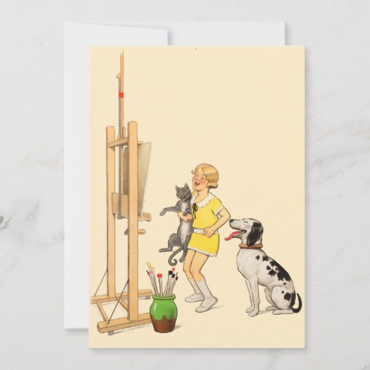  Funny Girl, Dog Cat Print Georges Redon Kaart (Voorkant)