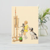  Funny Girl, Dog Cat Print Georges Redon Kaart (Staand voorkant)