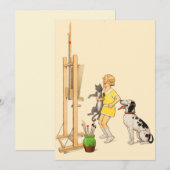  Funny Girl, Dog Cat Print Georges Redon Kaart (Voorkant / Achterkant)