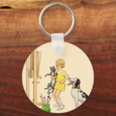  Funny Girl, Dog Cat Print Georges Redon Sleutelhanger (Voorkant)