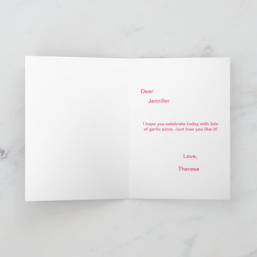 Funny Girl Garlic Happy Birthday Stinker Humoureuz Kaart (Binnen)