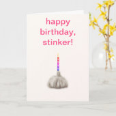 Funny Girl Garlic Happy Birthday Stinker Humoureuz Kaart (Gele Bloem)