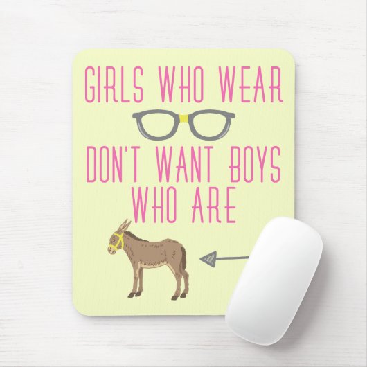Funny Girl Glasses Nerd Humor Muismat (Met muis)
