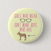 Funny Girl Glasses Nerd Humor Ronde Button 5,7 Cm (Voorkant)
