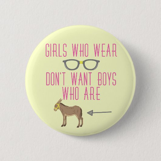 Funny Girl Glasses Nerd Humor Ronde Button 5,7 Cm (Voorkant)