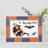 Funny Girl Halloween Party Kaart (Staand voorkant)