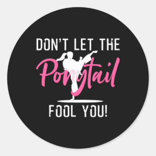 Funny Girl Karate Design Kinder Women Kickboxing B Ronde Sticker