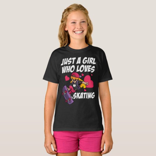 Funny Girl Skateboard Gift for Kids Women Cool Ska T-shirt (Voorkant volledig)