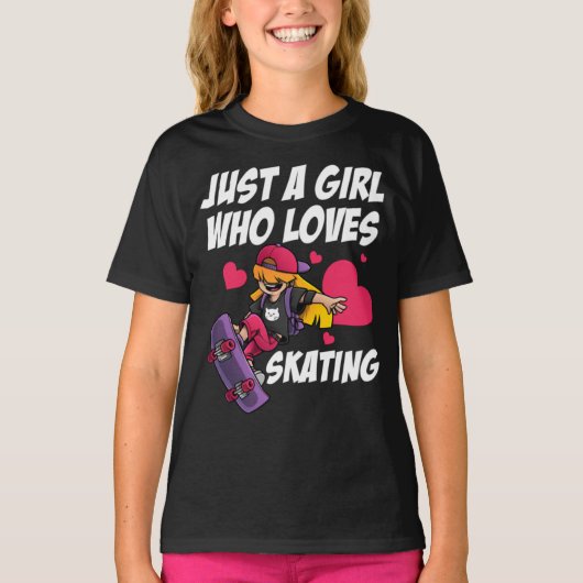 Funny Girl Skateboard Gift for Kids Women Cool Ska T-shirt (Voorkant)