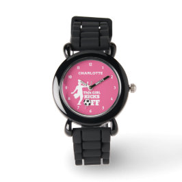 Funny Girl Soccer Player Persoonlijke grafische ka Horloge