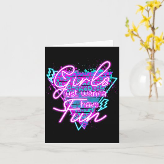 Funny Girls Just W Have Fun Awesome 70's 80's 90's Kaart (Gele Bloem)