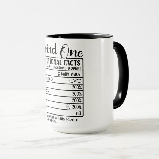 Funny Girls Weekend/Weird One Nutritional Facts Mok (Voorkant rechts)