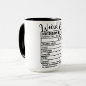 Funny Girls Weekend/Weird One Nutritional Facts Mok (Voorkant links)