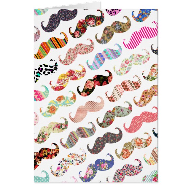 Funny Girly Colorful Pattern Mustaches (Voorkant)