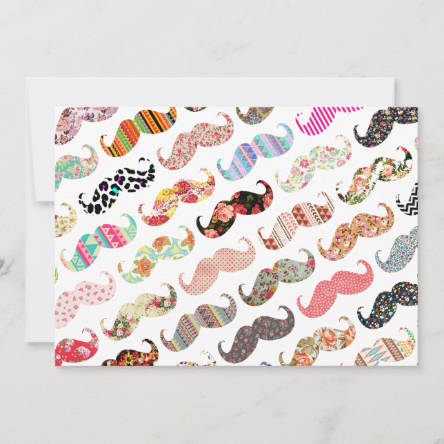 Funny Girly Colorful Pattern Mustaches (Voorkant)