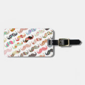 Funny Girly Colorful Pattern Mustaches Bagagelabel (Voorkant horizontaal)