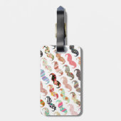 Funny Girly Colorful Pattern Mustaches Bagagelabel (Achterkant verticaal)