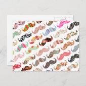 Funny Girly Colorful Pattern Mustaches Briefkaart (Voorkant / Achterkant)