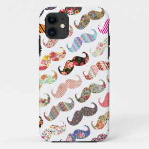 Funny Girly Colorful Pattern Mustaches iPhone 11 Hoesje