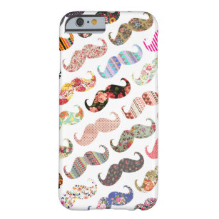 Funny Girly Colorful Pattern Mustaches Barely There iPhone 6 Hoesje