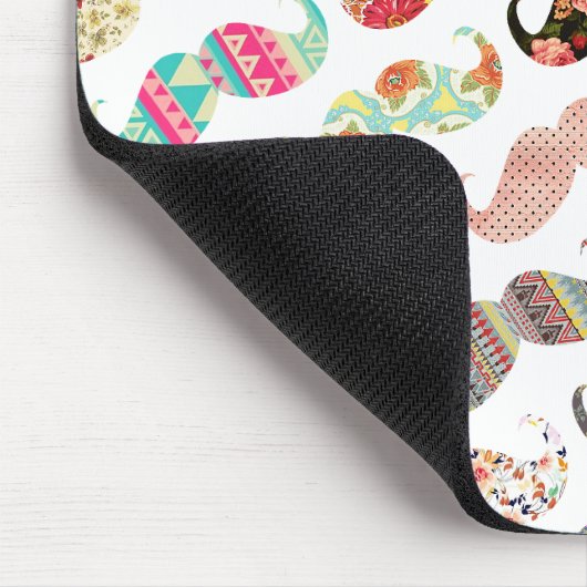 Funny Girly Colorful Pattern Mustaches Muismat (Hoek)