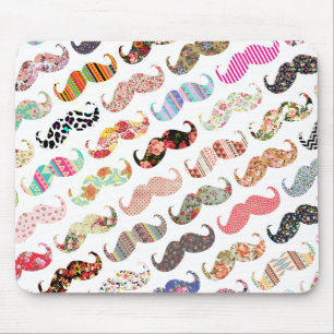 Funny Girly Colorful Pattern Mustaches Muismat