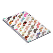 Funny Girly Colorful Pattern Mustaches Notitieboek (Rechterzijde)