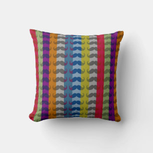 Funny Girly Mustache Stripe Pattern Kussen