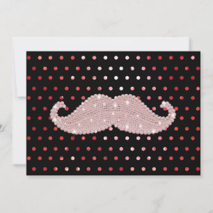 Funny Girly Pink Bling Mustache Polka Dots Pattern