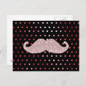 Funny Girly Pink Bling Mustache Polka Dots Pattern Briefkaart (Voorkant / Achterkant)