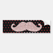 Funny Girly Pink Bling Mustache Polka Dots Pattern Bumpersticker (Voorkant)
