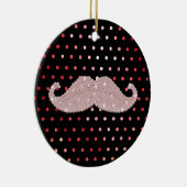 Funny Girly Pink Bling Mustache Polka Dots Pattern Keramisch Ornament (Rechts)