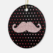 Funny Girly Pink Bling Mustache Polka Dots Pattern Keramisch Ornament (Links)