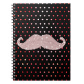 Funny Girly Pink Bling Mustache Polka Dots Pattern Notitieboek (Voorkant)