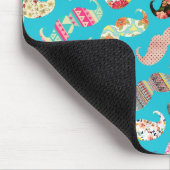 Funny Girly Turquoise Floral Aztec Mustaches Muismat (Hoek)