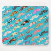 Funny Girly Turquoise Floral Aztec Mustaches Muismat (Voorkant)