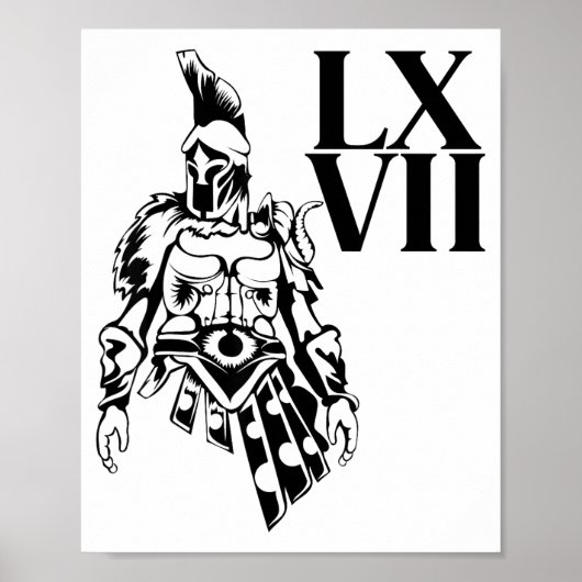Funny Gladiator 67 Meme Roman Numerals Lxvii Viral Poster (Voorkant)