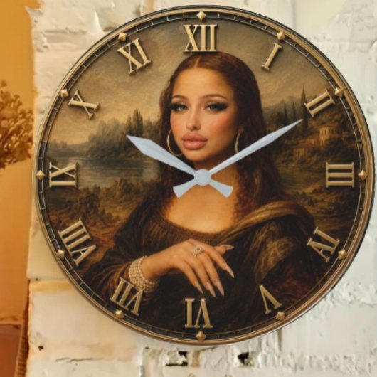 Funny Glam Mona Lisa Modern Diva Renaissance Art Grote Klok